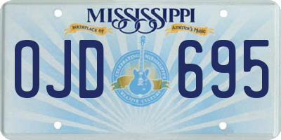 MS license plate OJD695