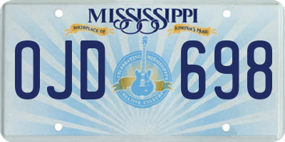 MS license plate OJD698