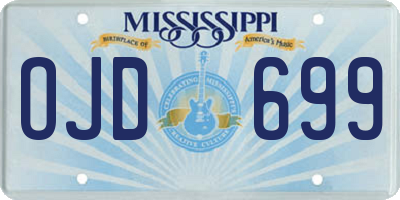 MS license plate OJD699