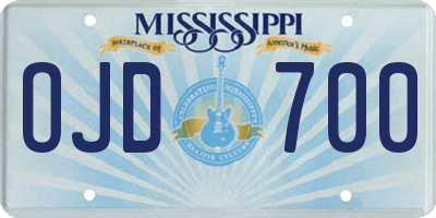 MS license plate OJD700