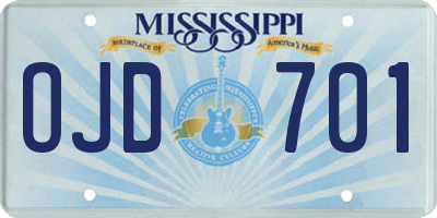 MS license plate OJD701