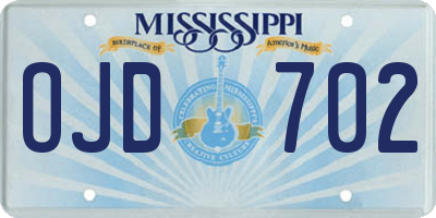 MS license plate OJD702