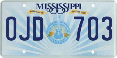 MS license plate OJD703