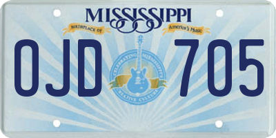 MS license plate OJD705