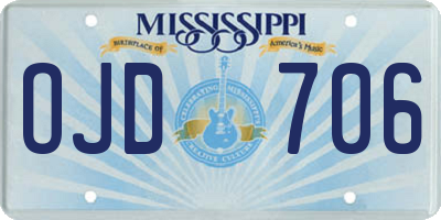 MS license plate OJD706