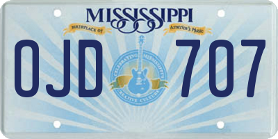 MS license plate OJD707