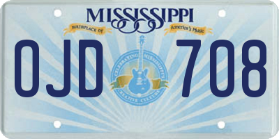 MS license plate OJD708