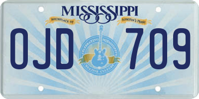 MS license plate OJD709