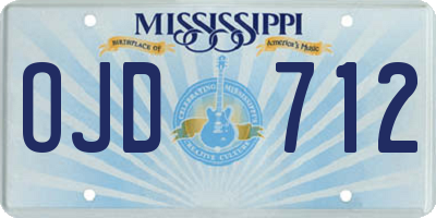 MS license plate OJD712