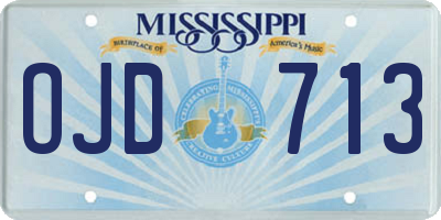 MS license plate OJD713
