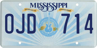 MS license plate OJD714