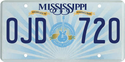 MS license plate OJD720