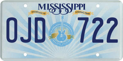 MS license plate OJD722