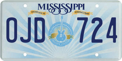 MS license plate OJD724