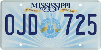 MS license plate OJD725