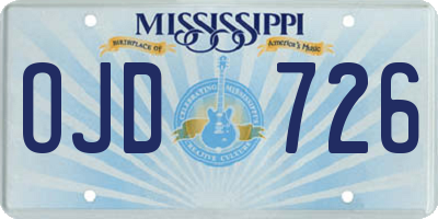 MS license plate OJD726