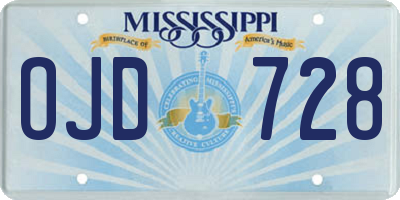 MS license plate OJD728