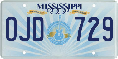 MS license plate OJD729