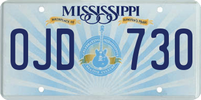 MS license plate OJD730