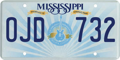 MS license plate OJD732