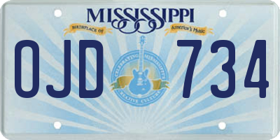 MS license plate OJD734