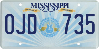 MS license plate OJD735