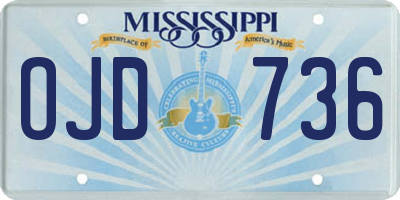 MS license plate OJD736