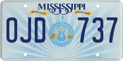 MS license plate OJD737