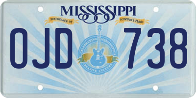 MS license plate OJD738