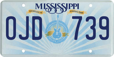 MS license plate OJD739