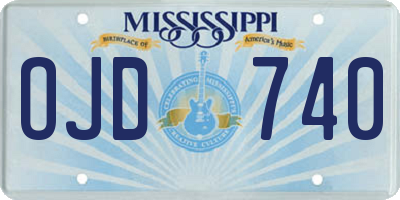 MS license plate OJD740