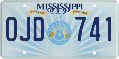 MS license plate OJD741