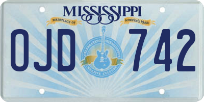 MS license plate OJD742