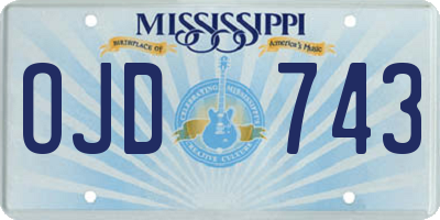 MS license plate OJD743