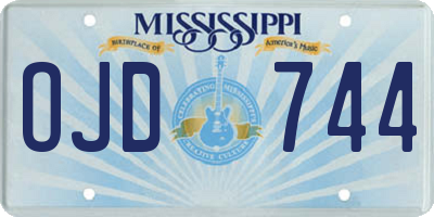 MS license plate OJD744