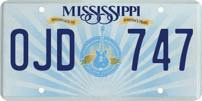 MS license plate OJD747