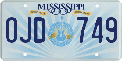 MS license plate OJD749