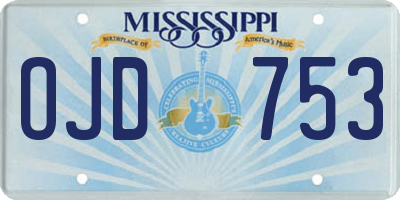 MS license plate OJD753