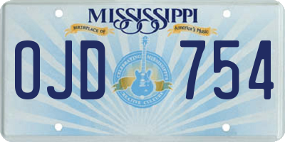 MS license plate OJD754