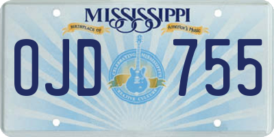 MS license plate OJD755