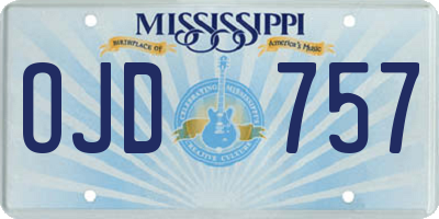 MS license plate OJD757
