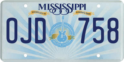 MS license plate OJD758