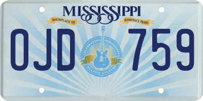 MS license plate OJD759