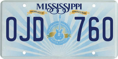 MS license plate OJD760