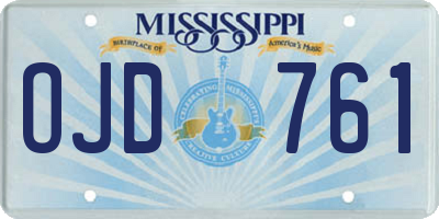 MS license plate OJD761