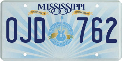 MS license plate OJD762