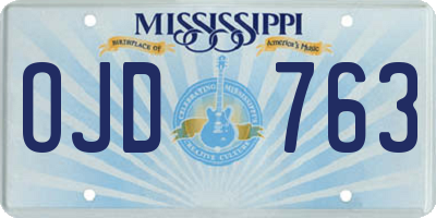 MS license plate OJD763