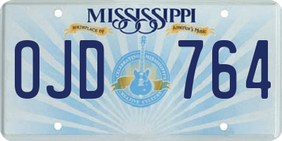 MS license plate OJD764