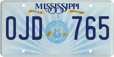 MS license plate OJD765
