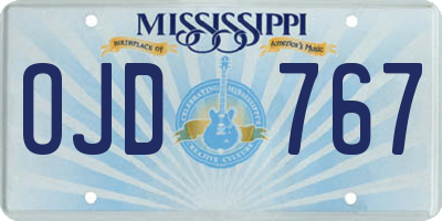 MS license plate OJD767